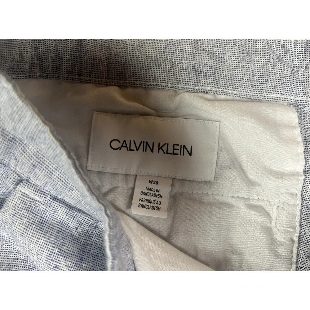Calvin Klein Blue Lightweight 38 Beach Chino Light Blue Linen Cotton mix Shorts